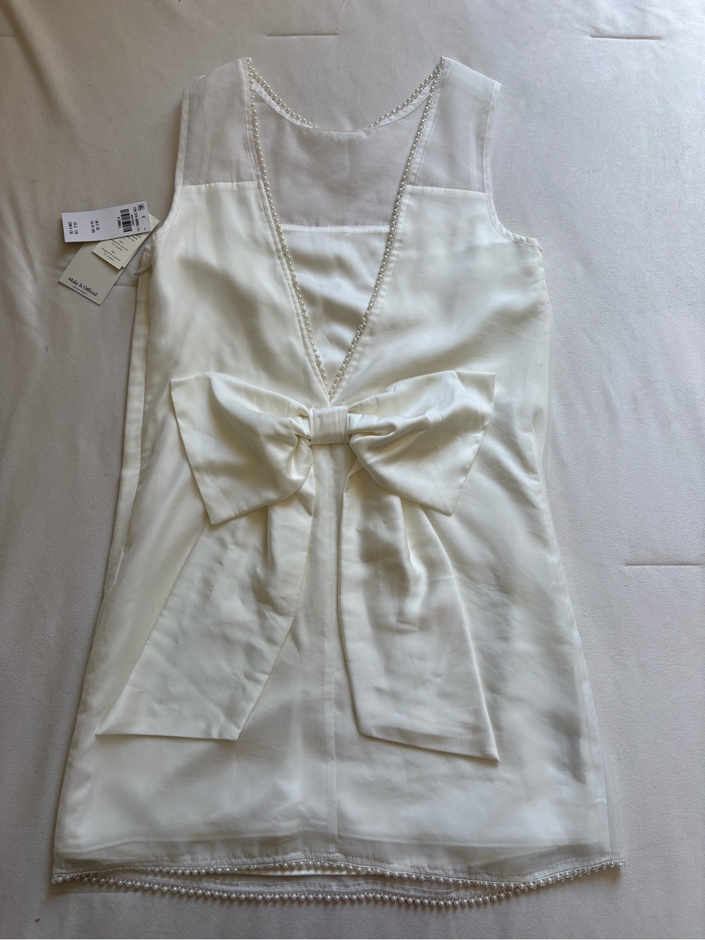 Abercrombie & Fitch Ivory Shift Dress with Pearl Trim - Picture 3 of 5